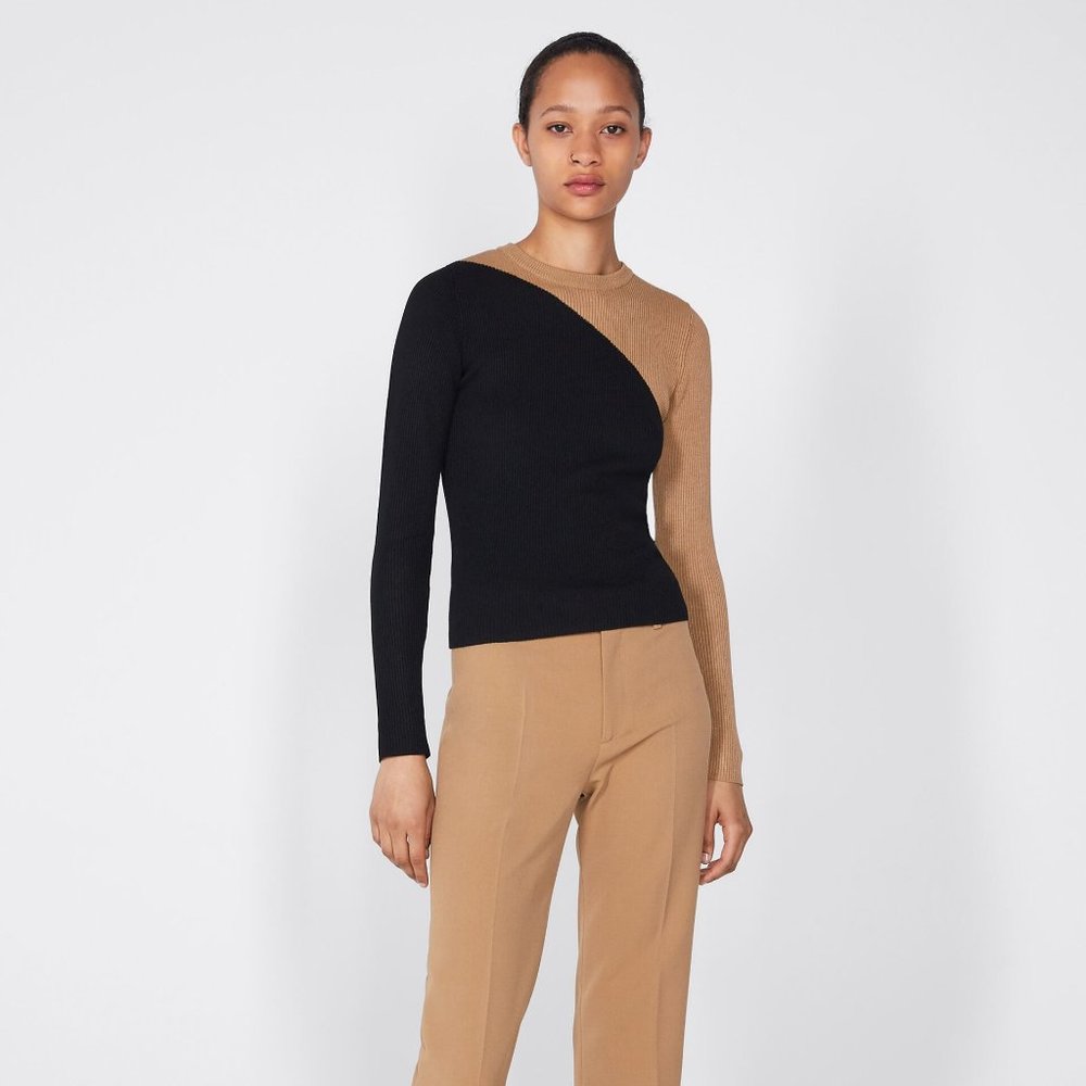 ZARA COLORBLOCK RIBBED KNIT SWEATER